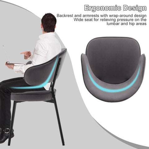 Rootz Dining Chair - Kitchen Chair - Velvet Seat - Metal Frame - 54cm x 83.5cm 52cm - Ergonomic Backrest - Stylish Armrests - 120kg Capacity