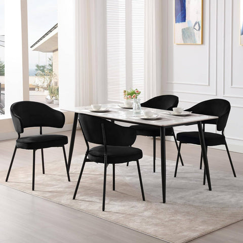 Rootz Dining Chair - Kitchen Chair - Velvet Upholstered - High-Density Foam Padded - Robust Metal Legs - Ergonomic Backrest - 54cm x 83.5cm x 52cm