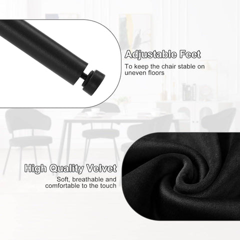 Rootz Dining Chair - Velvet Dining Chair - Cushioned Chair - Ergonomic Backrest - 54cm x 83.5cm x 52cm, 1 pair