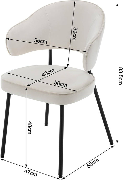 Rootz Velvet Dining Chair - Kitchen Chair - Modern Chair - Ergonomic Design - 54cm x 83.5cm x 52cm