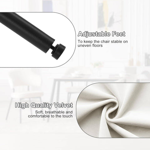 Rootz Velvet Dining Chair - Kitchen Chair - Modern Chair - Ergonomic Design - 54cm x 83.5cm x 52cm