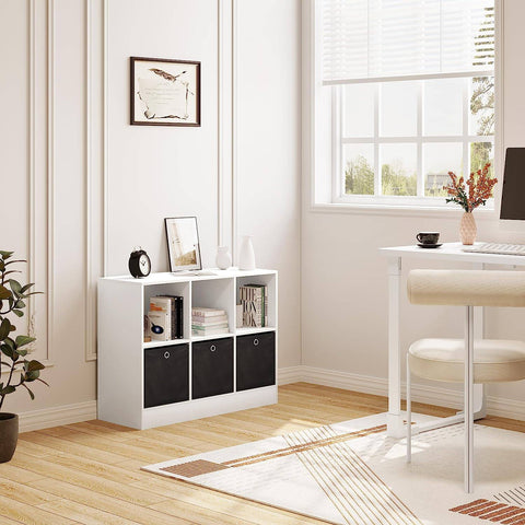 Rootz Modern White Bookcase - Storage Shelf - Display Cabinet - Durable & Water-Resistant - Spacious with Drawers - 80cm x 60cm x 30cm