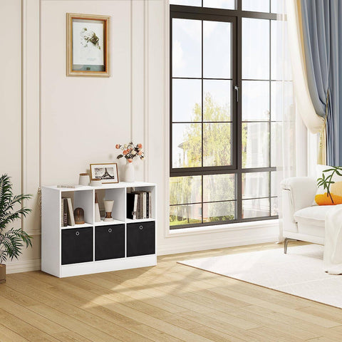 Rootz Modern White Bookcase - Storage Shelf - Display Cabinet - Durable & Water-Resistant - Spacious with Drawers - 80cm x 60cm x 30cm