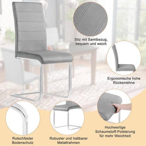 Rootz Swing Chair Set of 2 - Dining Chairs - Ergonomic Seating - Velvet Cover, Stable Metal Frame, Floor Protection - 41cm x 100cm x 55.5cm