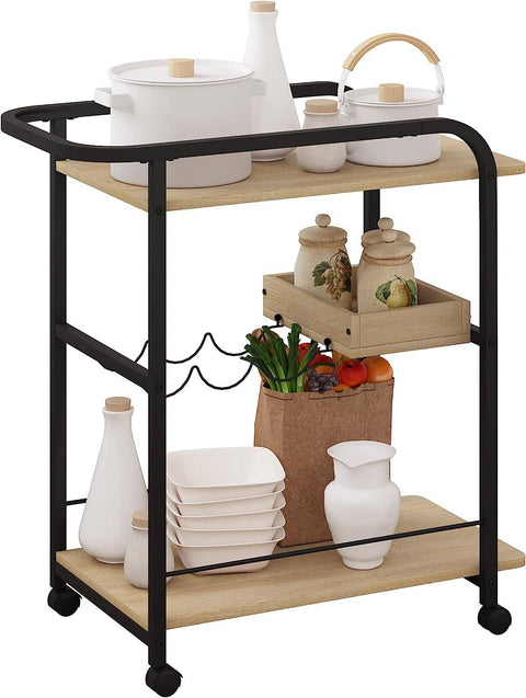 Rootz Multifunctional Kitchen Trolley - Serving Cart - Storage Organizer - Ample Capacity - Easy Mobility - Durable Design - 76.3cm x 80cm x 40cm