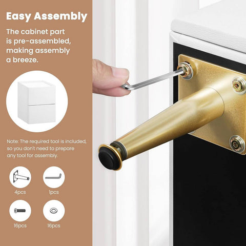 Rootz Modern Bedside Table - Nightstand, Storage Unit - Ample Storage, Durable Design, Protective Features - MDF, Metal - 25x51x40 cm