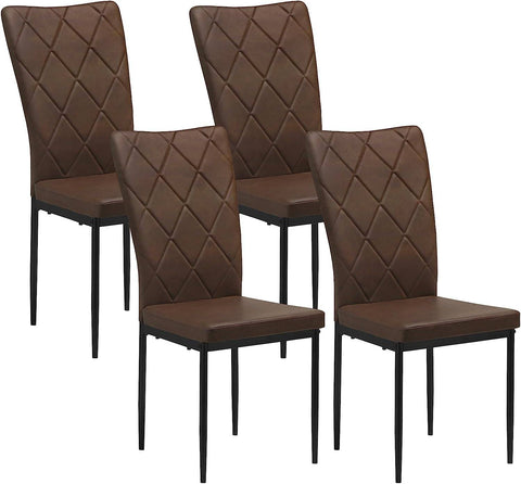 Rootz Dining Room Chairs Set of 4 - Kitchen Chairs - Faux Leather Chairs - High Backrest - Comfortable Seating - Durable Metal Legs - 42cm x 94.5cm x 59cm