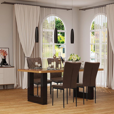 Rootz Dining Room Chairs Set of 4 - Kitchen Chairs - Faux Leather Chairs - High Backrest - Comfortable Seating - Durable Metal Legs - 42cm x 94.5cm x 59cm