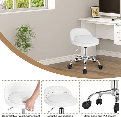 Rootz Verstelbare Draaibare Bureaukruk - Bureaustoel - Rolstoel - Ergonomisch ontwerp - In hoogte verstelbaar - Comfortabele zit - 53 cm - 65,5 cm hoogte