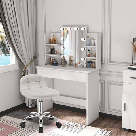 Rootz Velvet Office Stool - Adjustable Desk Chair - Swivel Seat - Comfortable, Ergonomic, Durable - 56.5cm-68cm x 38cm x 31cm