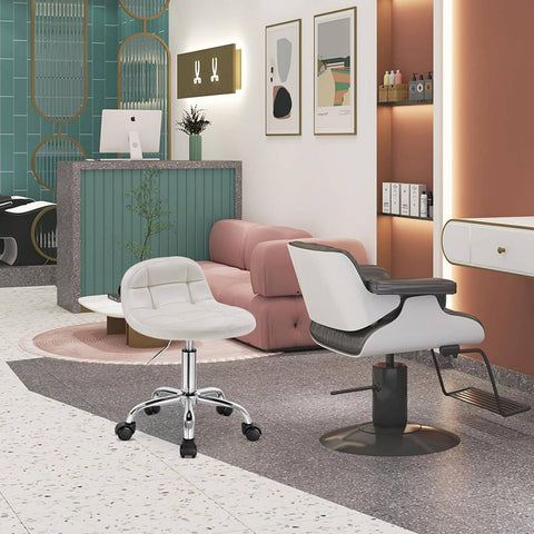 Rootz Velvet Office Stool - Adjustable Desk Chair - Swivel Seat - Comfortable, Ergonomic, Durable - 56.5cm-68cm x 38cm x 31cm