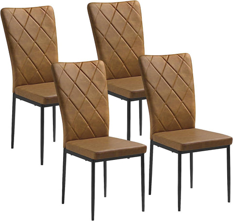 Rootz Dining Chairs Set of 4 - Kitchen Chairs - Faux Leather Chairs - Comfortable Seating - Ergonomic Back Support - Durable Metal Legs - 42cm x 94.5cm x 59cm