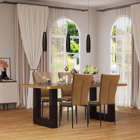 Rootz Dining Chairs Set of 4 - Kitchen Chairs - Faux Leather Chairs - Comfortable Seating - Ergonomic Back Support - Durable Metal Legs - 42cm x 94.5cm x 59cm