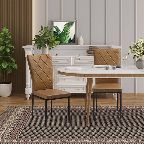 Rootz Dining Chairs Set of 4 - Kitchen Chairs - Faux Leather Chairs - Comfortable Seating - Ergonomic Back Support - Durable Metal Legs - 42cm x 94.5cm x 59cm