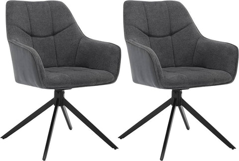 Rootz Dining Chair Set - 360° Swivel Chair - Padded Armchair - Modern Design - Chenille/Corduroy - 58cm x 86cm x 63.5cm