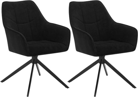 Rootz Swivel Dining Chairs Set of 2 - Padded Chair - Comfortable Armchair - Ergonomic Design - 58cm x 86cm x 63.5cm
