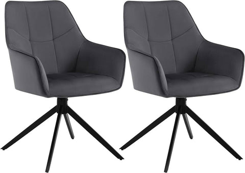 Rootz Swivel Dining Chair - Padded Armchair - Velvet - 360° Rotation - Comfortable Sitting - 58cm x 86cm x 63.5cm