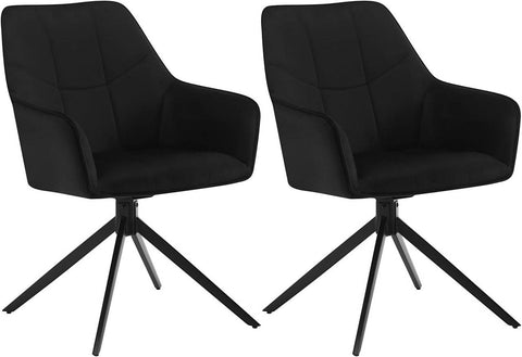 Rootz Dining Chair Set - Modern Chair - Swivel Chair - Velvet Padded - Ergonomic Design - 58cm x 86cm x 63.5cm