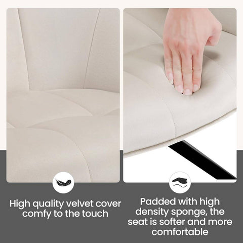 Rootz Swivel Dining Chairs Set - Modern Chairs - Padded Velvet - Ergonomic Design - 58cm x 86cm x 63.5cm