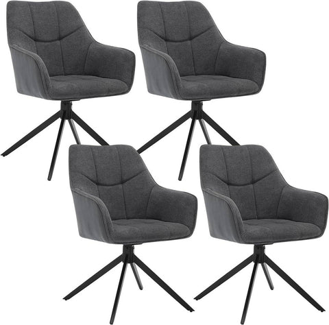 Rootz Dining Chairs Set of 4 - Swivel Chairs - Padded Seats - Chenille & Corduroy - 58cm x 86cm x 63.5cm