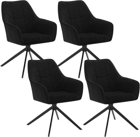 Rootz Dining Chair Set - Swivel Chair - Padded Armchair - Ergonomic Design - 58cm x 86cm x 63.5cm - Dark Gray - Black - 150kg Capacity