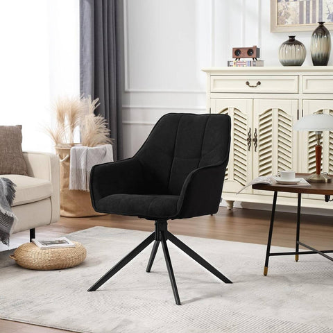 Rootz Dining Chair Set - Swivel Chair - Padded Armchair - Ergonomic Design - 58cm x 86cm x 63.5cm - Dark Gray - Black - 150kg Capacity