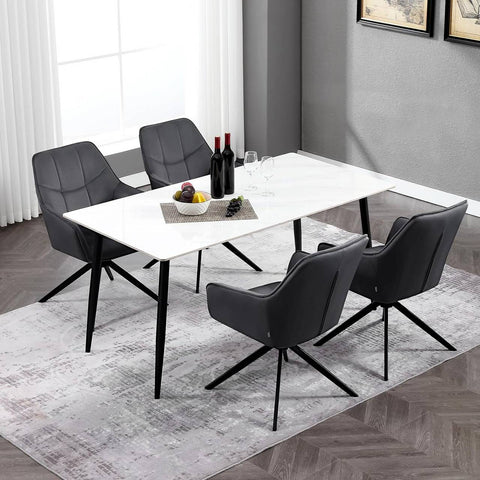 Rootz Velvet Dining Chairs Set of 4 - Swivel Chairs - Padded Seats - Solid Metal Legs - Ergonomic Design - 58cm x 86cm x 63.5cm