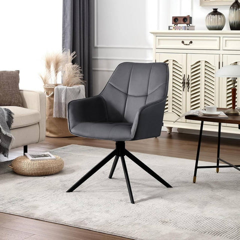 Rootz Velvet Dining Chairs Set of 4 - Swivel Chairs - Padded Seats - Solid Metal Legs - Ergonomic Design - 58cm x 86cm x 63.5cm