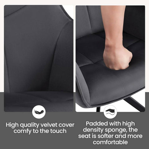 Rootz Velvet Dining Chairs Set of 4 - Swivel Chairs - Padded Seats - Solid Metal Legs - Ergonomic Design - 58cm x 86cm x 63.5cm