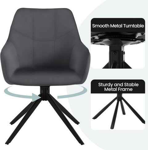 Rootz Velvet Dining Chairs Set of 4 - Swivel Chairs - Padded Seats - Solid Metal Legs - Ergonomic Design - 58cm x 86cm x 63.5cm