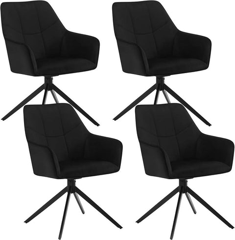 Rootz Dining Chair - Swivel Chair - Padded Chair - Velvet Upholstery - 58cm x 86cm x 63.5cm - Ergonomic Design - Set of 4