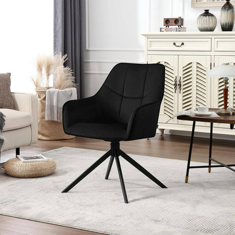 Rootz Dining Chair - Swivel Chair - Padded Chair - Velvet Upholstery - 58cm x 86cm x 63.5cm - Ergonomic Design - Set of 4