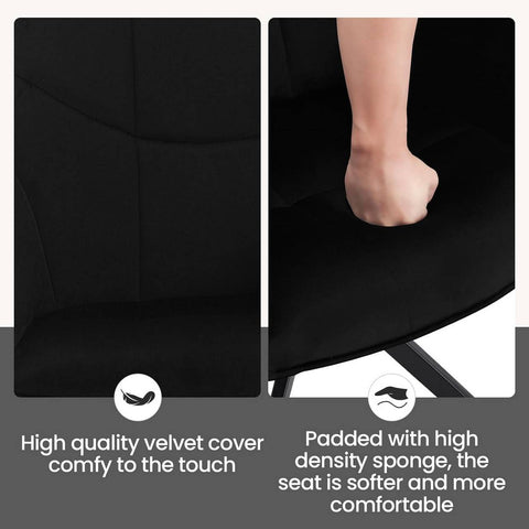 Rootz Dining Chair - Swivel Chair - Padded Chair - Velvet Upholstery - 58cm x 86cm x 63.5cm - Ergonomic Design - Set of 4