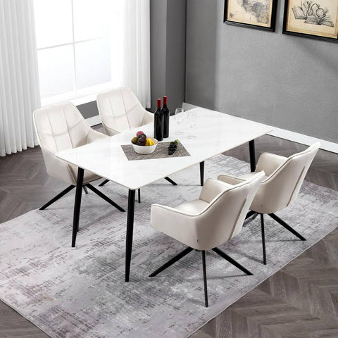 Rootz Dining Chair - Swivel Chair - Padded Seat - Ergonomic Design - 58cm x 86cm x 63.5cm - Velvet & Metal - Modern Style
