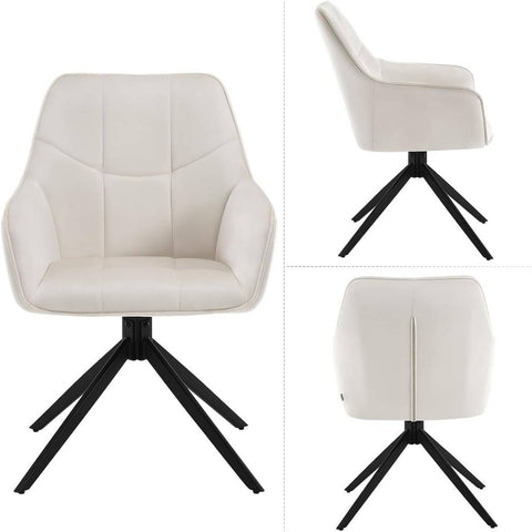 Rootz Dining Chair - Swivel Chair - Padded Seat - Ergonomic Design - 58cm x 86cm x 63.5cm - Velvet & Metal - Modern Style