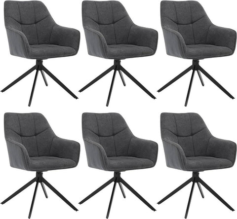 Rootz Dining Chair Set - Swivel Chair - Padded Seat - 360° Rotation - Chenille & Corduroy - 58cm x 86cm x 63.5cm