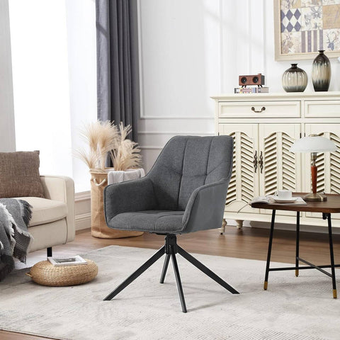 Rootz Dining Chair Set - Swivel Chair - Padded Seat - 360° Rotation - Chenille & Corduroy - 58cm x 86cm x 63.5cm