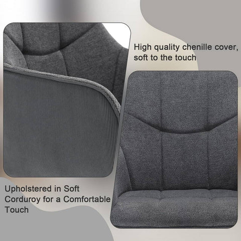 Rootz Dining Chair Set - Swivel Chair - Padded Seat - 360° Rotation - Chenille & Corduroy - 58cm x 86cm x 63.5cm