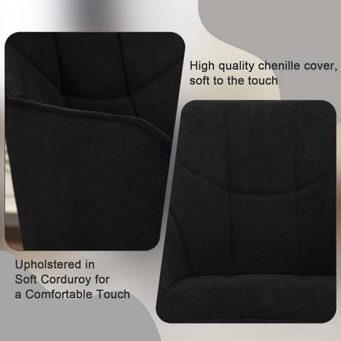 Rootz Swivel Dining Chair Set Comfortable Padded - Chenille Corduroy - 360° Rotation - Ergonomic Design - 58cm x 86cm x 63.5cm