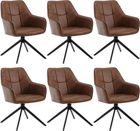 Rootz Dining Chair Set 6 Pack - Swivel Chair - Padded Seat - Robust Metal Legs - Versatile Use - 58cm x 86cm x 63.5cm