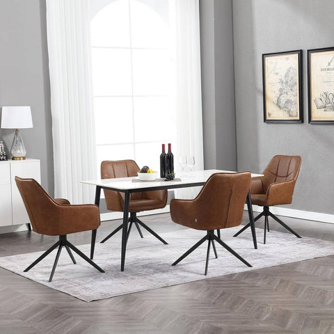 Rootz Dining Chair Set 6 Pack - Swivel Chair - Padded Seat - Robust Metal Legs - Versatile Use - 58cm x 86cm x 63.5cm