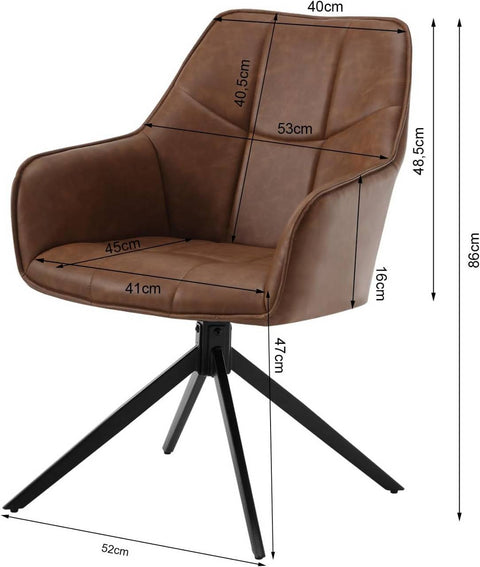 Rootz Dining Chair Set 6 Pack - Swivel Chair - Padded Seat - Robust Metal Legs - Versatile Use - 58cm x 86cm x 63.5cm