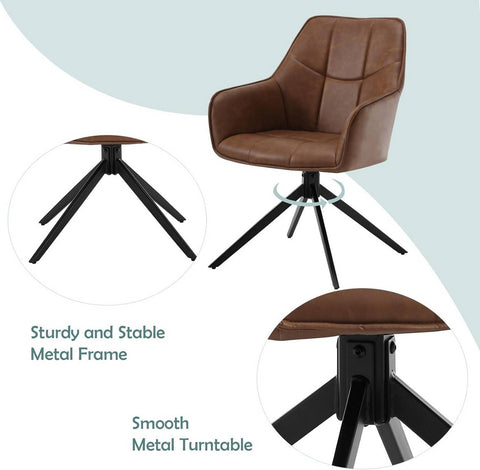Rootz Dining Chair Set 6 Pack - Swivel Chair - Padded Seat - Robust Metal Legs - Versatile Use - 58cm x 86cm x 63.5cm
