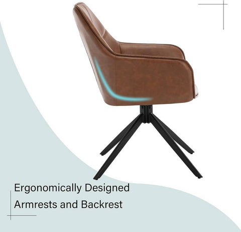 Rootz Dining Chair Set 6 Pack - Swivel Chair - Padded Seat - Robust Metal Legs - Versatile Use - 58cm x 86cm x 63.5cm