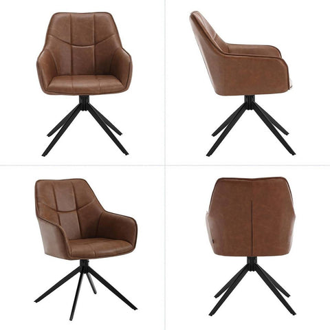 Rootz Dining Chair Set 6 Pack - Swivel Chair - Padded Seat - Robust Metal Legs - Versatile Use - 58cm x 86cm x 63.5cm