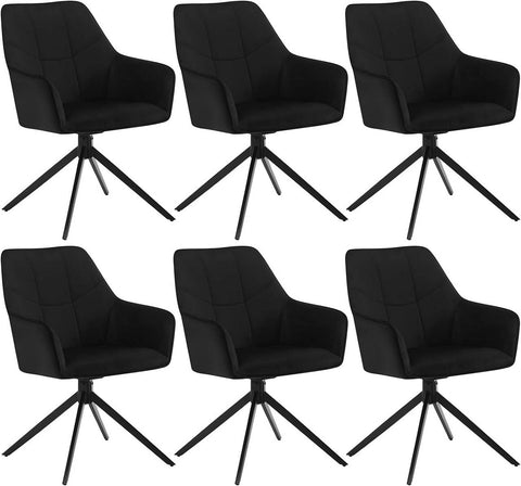 Rootz Swivel Dining Chairs - Padded Chair - Velvet Cover - Robust Metal Legs - 58cm x 86cm x 63.5cm - Modern & Comfortable Dining Set