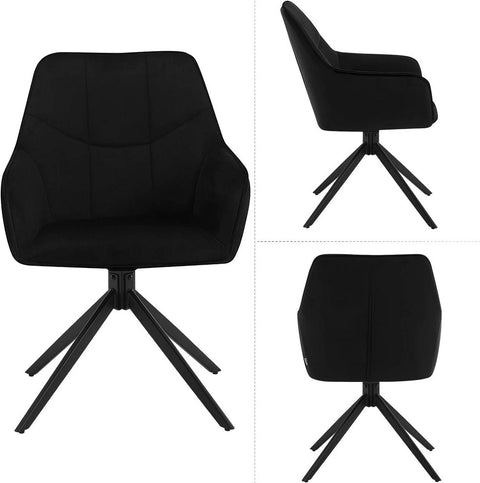 Rootz Swivel Dining Chairs - Padded Chair - Velvet Cover - Robust Metal Legs - 58cm x 86cm x 63.5cm - Modern & Comfortable Dining Set