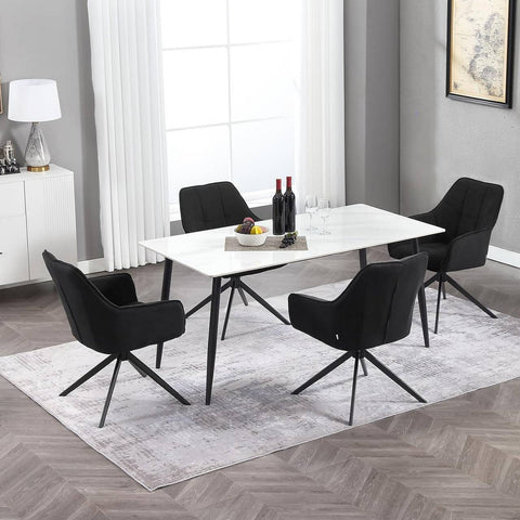 Rootz Dining Chair - Swivel Chair - Padded Seat - Robust Metal Legs - 58cm x 86cm x 63.5cm - Dark Gray/Black - Modern Style