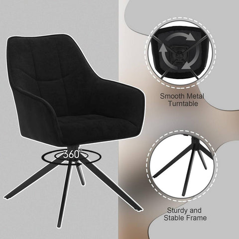 Rootz Dining Chair - Swivel Chair - Padded Seat - Robust Metal Legs - 58cm x 86cm x 63.5cm - Dark Gray/Black - Modern Style