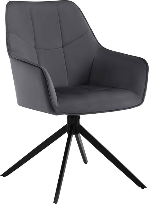 Rootz Dining Chair - Velvet Padded - Swivel Chair - Modern Design - 58cm x 86cm x 63.5cm